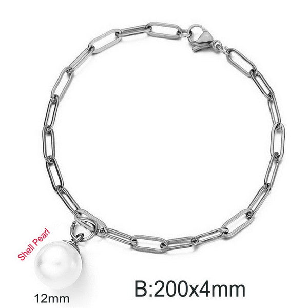 Kalen 4mm Loop Chain Pearl Charm Bracelet for Women Wholesale