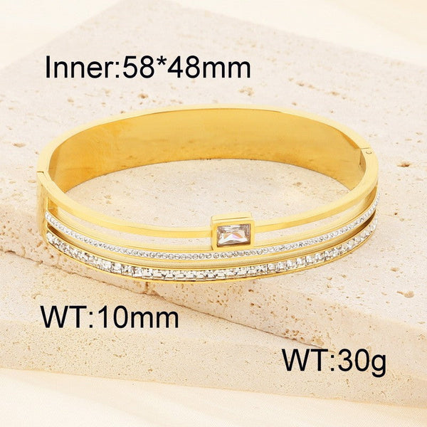 Kalen 10mm Stainless Steel Zircon Bracelet Bangle for Women Wholesale