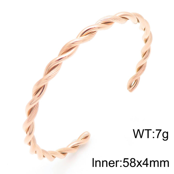 Kalen Rose Gold Rope Twist Cuff Bracelet for Women