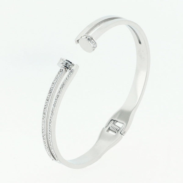 Kalen Stainless Steel Zircon Nail Bracelet Bangle for Women