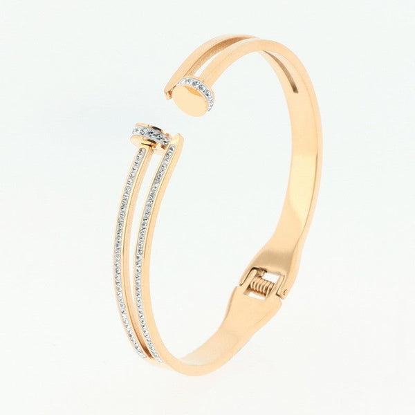 Kalen Stainless Steel Zircon Nail Bracelet Bangle for Women