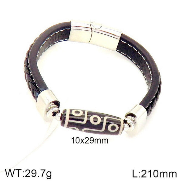 Kalen Stainless Steel Leather Bracelet for Men