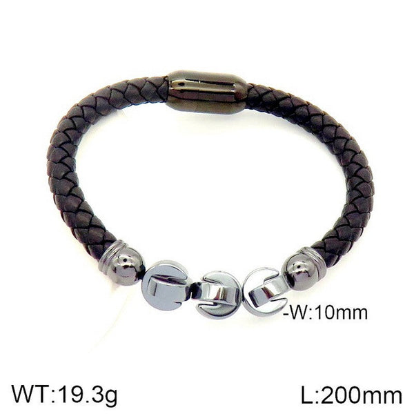 Kalen Stainless Steel Leather Bracelet for Men