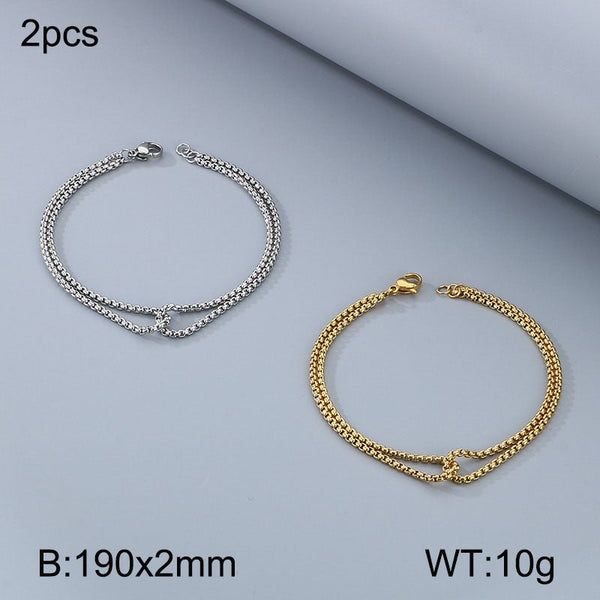 Kalen Stainless Steel Double Layer Chain Bracelet for Women