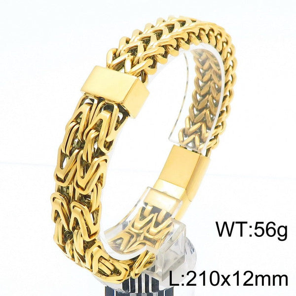 Kalen Stainless Steel Double Layer Chain Bracelet for Men