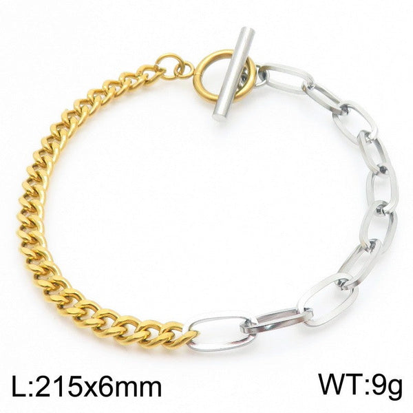 Kalen Steel Gold Chain Bracelet With OT Clap for Women