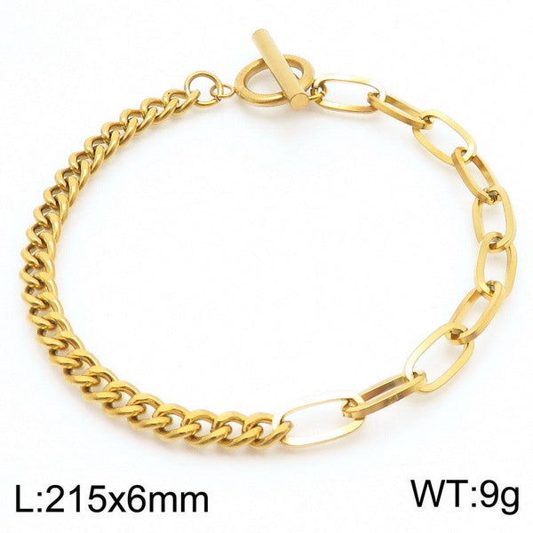 Kalen Stainless Steel Chain Bracelet With OT Clap for Women