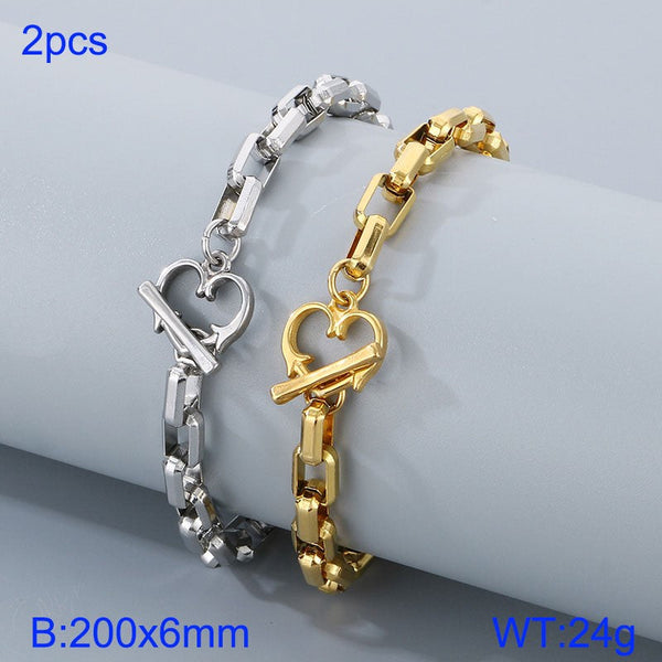 Kalen Box Link Chain Bracelet with Heart OT Clap Wholesale