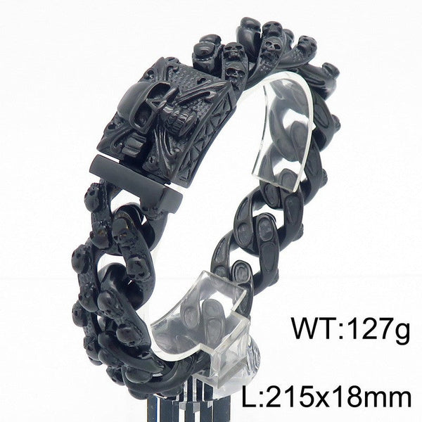 Kalen Stainless Steel Skull Bracelet for Men Wholesale