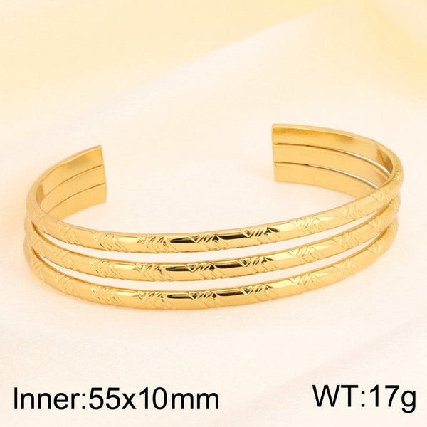 Kalen Hammered Multi Layered Cuff Bangle For Women