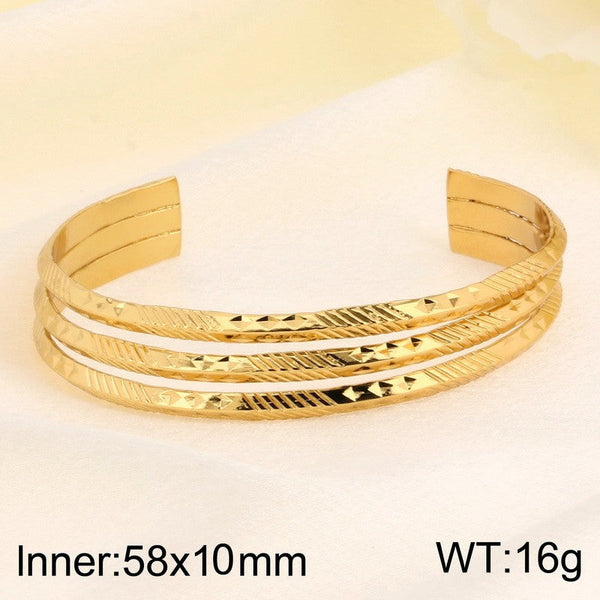 Kalen Hammered Multi Layered Cuff Bangle For Women