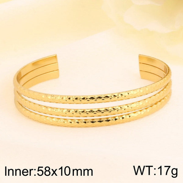 Kalen Hammered Multi Layered Cuff Bangle For Women