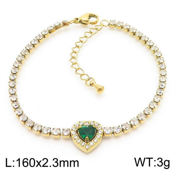 Kalen Zircon Tennis Chain Heart Bracelet  for Women Wholesale