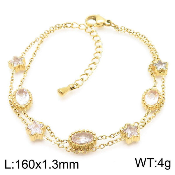 Kalen Double Chain Zircon Charm Bracelet for Women Wholesale