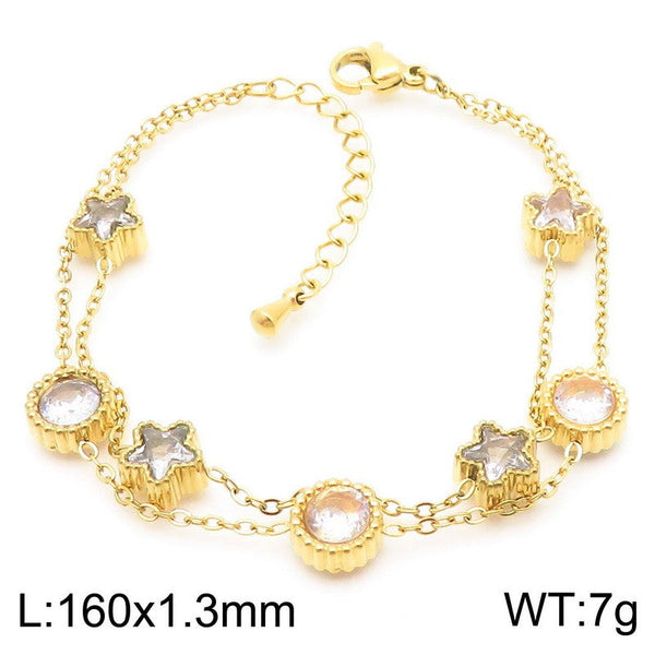 Kalen Double Chain Zircon Charm Bracelet for Women Wholesale