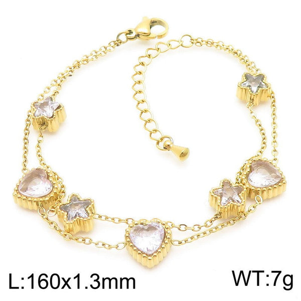 Kalen Double Chain Zircon Charm Bracelet for Women Wholesale