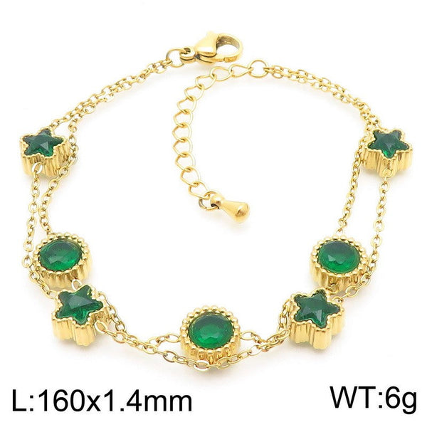 Kalen Double Chain Zircon Charm Bracelet for Women Wholesale