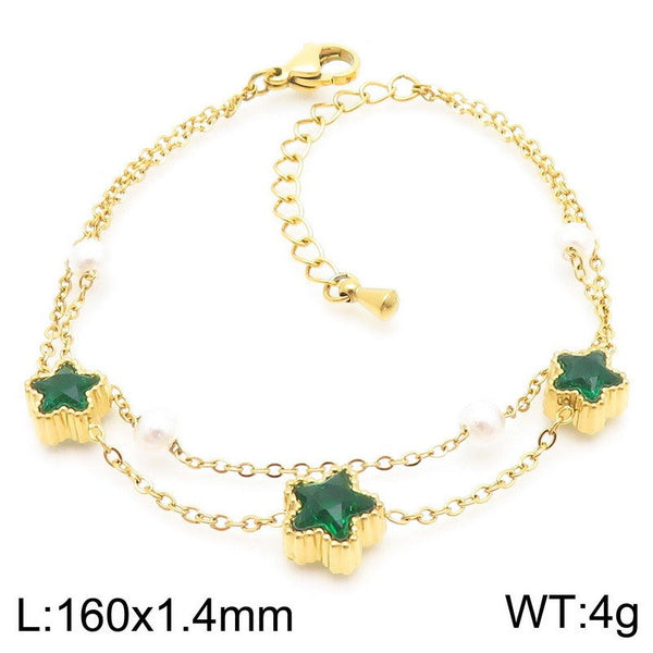 Kalen Double Chain Zircon Charm Bracelet for Women Wholesale