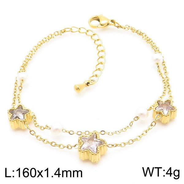 Kalen Double Chain Zircon Charm Bracelet for Women Wholesale