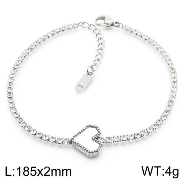 Kalen Stainless Steel Zircon Heart Bracelet for Women Wholesale