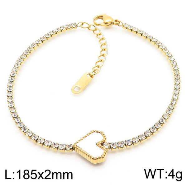 Kalen Stainless Steel Zircon Heart Bracelet for Women Wholesale