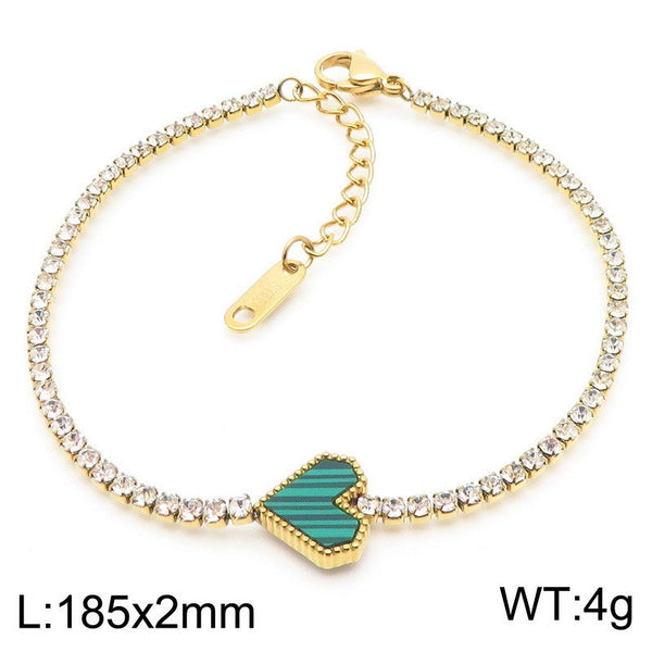 Kalen Stainless Steel Zircon Heart Bracelet for Women Wholesale