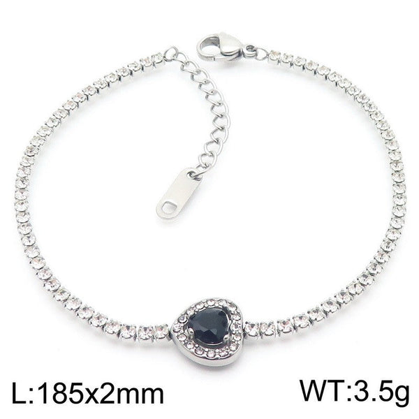 Kalen Stainless Steel Zircon Heart Bracelet for Women Wholesale