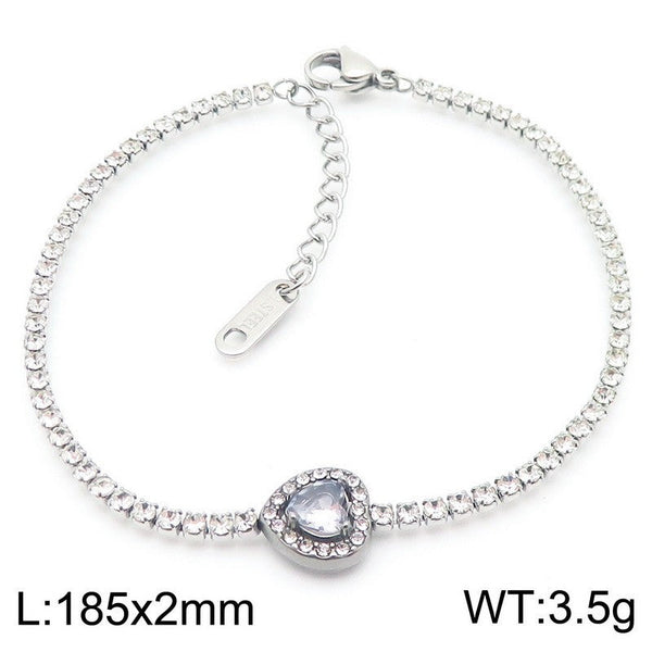 Kalen Stainless Steel Zircon Heart Bracelet for Women Wholesale