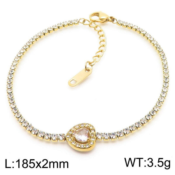 Kalen Stainless Steel Zircon Heart Bracelet for Women Wholesale