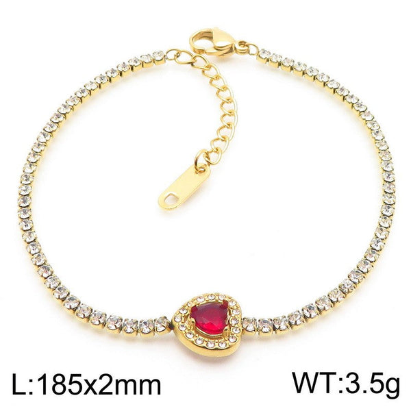 Kalen Stainless Steel Zircon Heart Bracelet for Women Wholesale