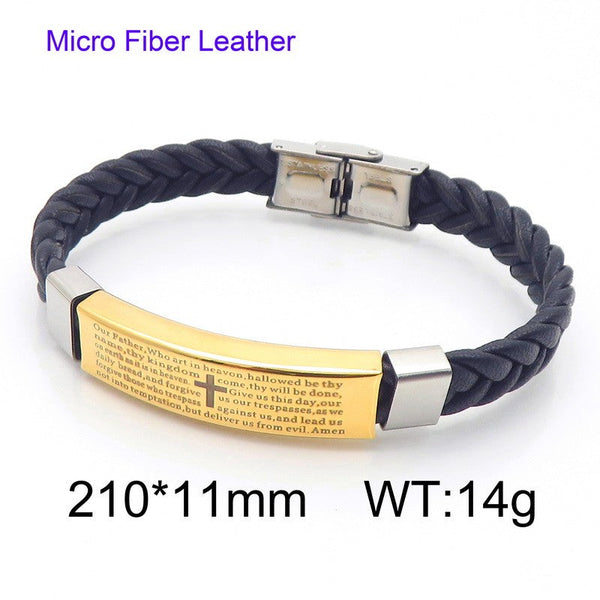 Kalen Lord's Prayer Lasso Leather ID Bracelet Wholesale