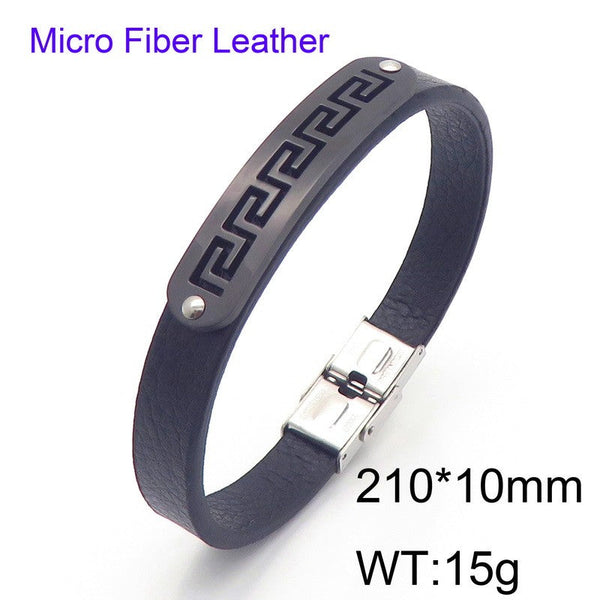 Kalen Stainless Steel Leather ID Bracelet Wholesale