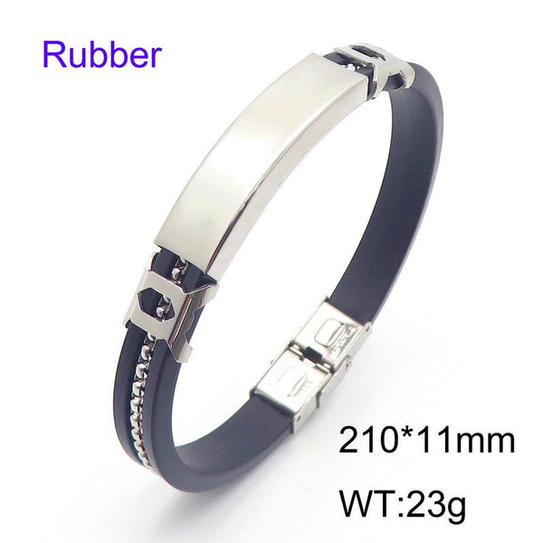 Kalen Stainless Steel Leather ID Bracelet Wholesale