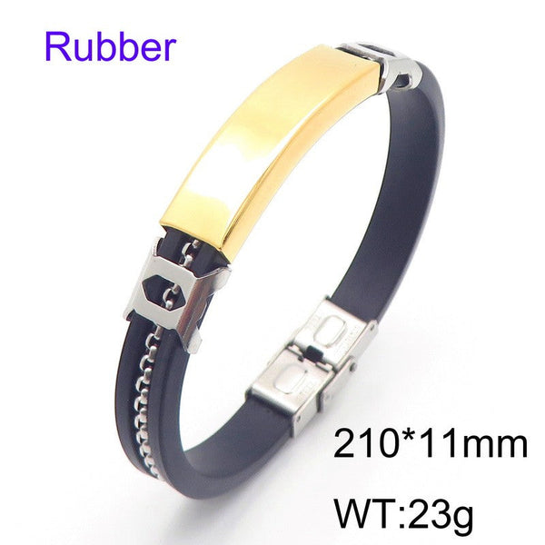 Kalen Stainless Steel Leather ID Bracelet Wholesale