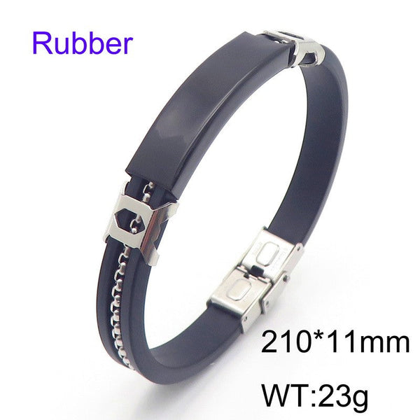 Kalen Stainless Steel Leather ID Bracelet Wholesale