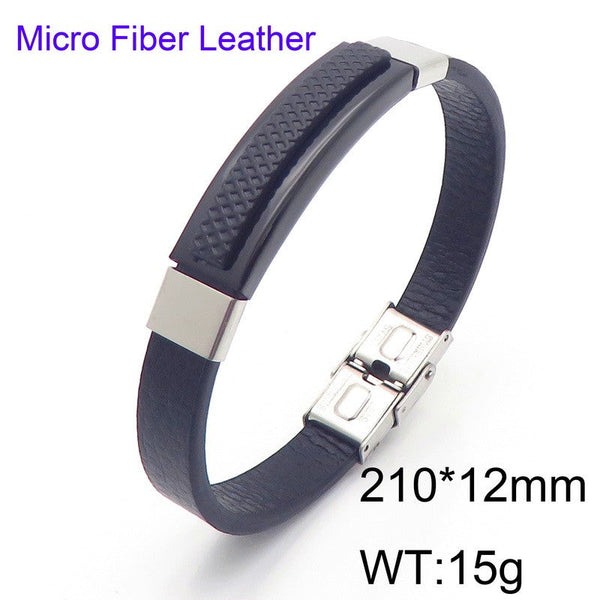 Kalen Stainless Steel Leather ID Bracelet Wholesale