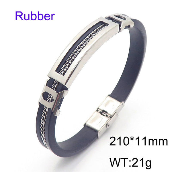 Kalen Stainless Steel Leather ID Bracelet Wholesale