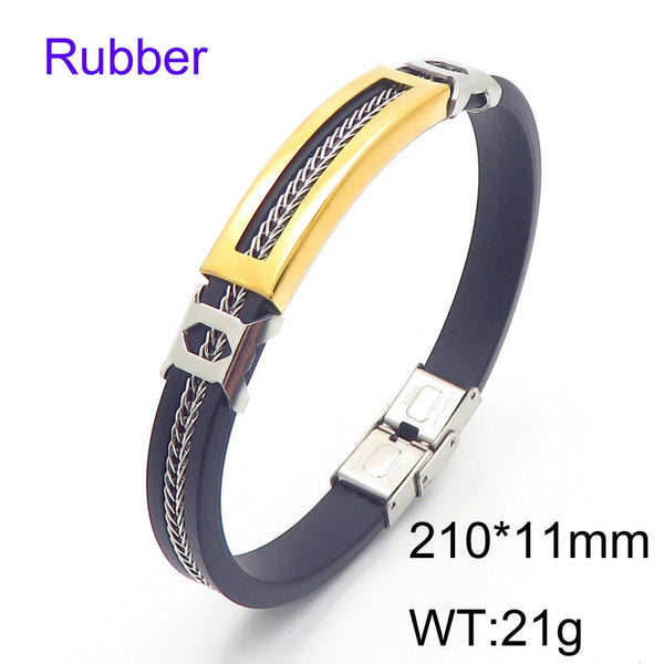 Kalen Stainless Steel Leather ID Bracelet Wholesale