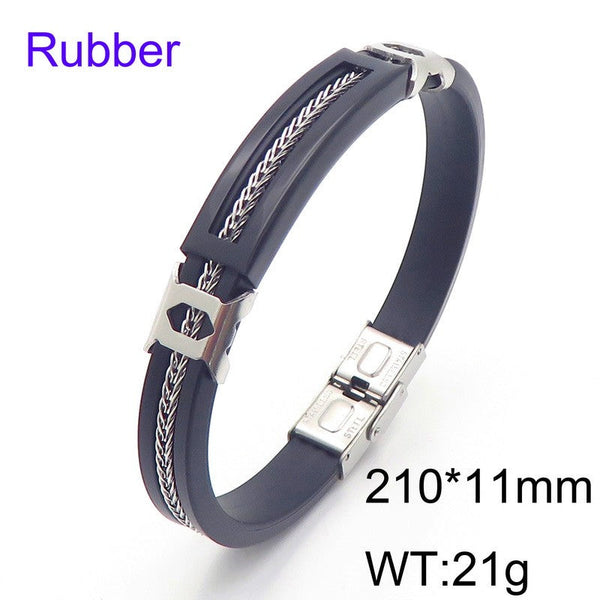 Kalen Stainless Steel Leather ID Bracelet Wholesale