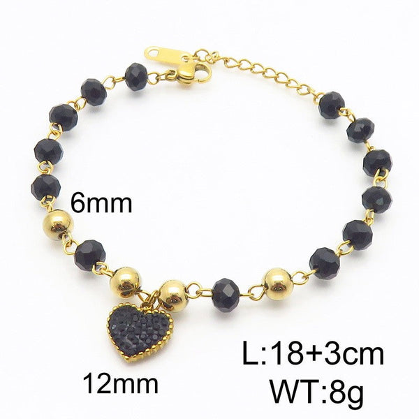 Kalen Stainless Steel Chain Heart Charm Bracelet Wholesale