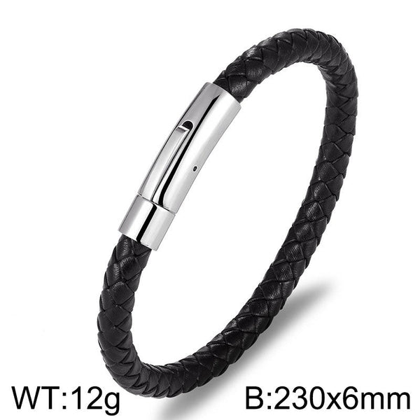 Kalen Woven Leather Bracelet with Stainless Steel Lock Wholesale