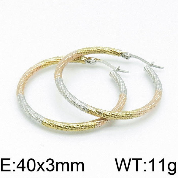 Kalen 3mm Tri-Color Tube Hoop Earrings for Women