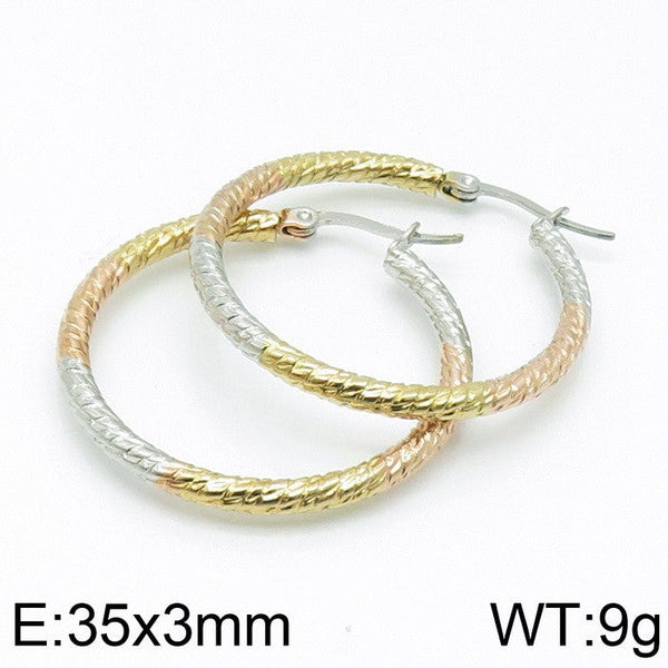 Kalen 3mm Tri-Color Tube Hoop Earrings for Women