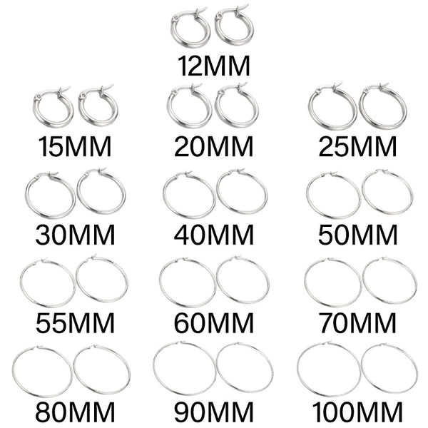 Kalen 2mm Stainless Steel Wholesale Hoop Earrings for Women
