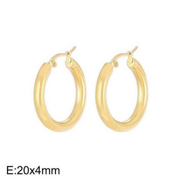 Kalen 20/30/40 /50/60/70x4mm Stainless Steel Tube Hoop Earrings for Women