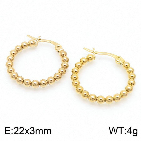 Kalen Stainless Steel Beaded Chunky Hoop Earrings for Women Wholesale