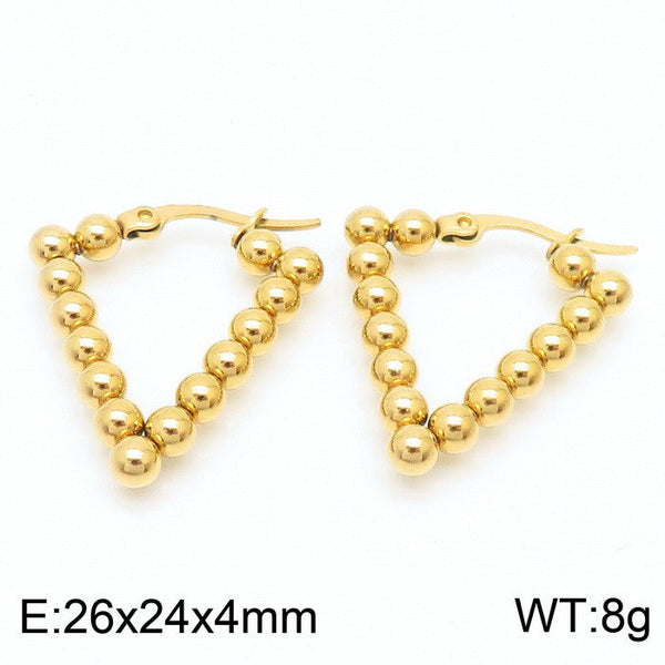 Kalen Stainless Steel Beaded Chunky Hoop Earrings for Women Wholesale