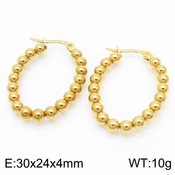 Kalen Stainless Steel Beaded Chunky Hoop Earrings for Women Wholesale