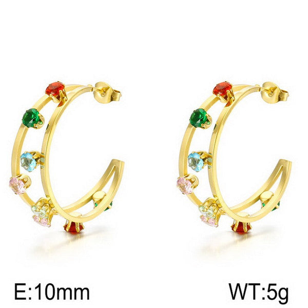 Kalen C-shaped Zircon Stud Earrings Wholesale for Women