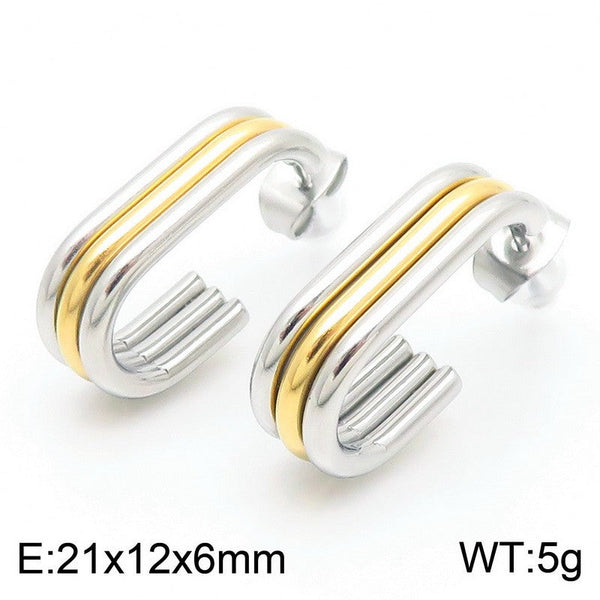 Kalen Stainless Steel C-shaped Stud Earrings Wholesale for Women